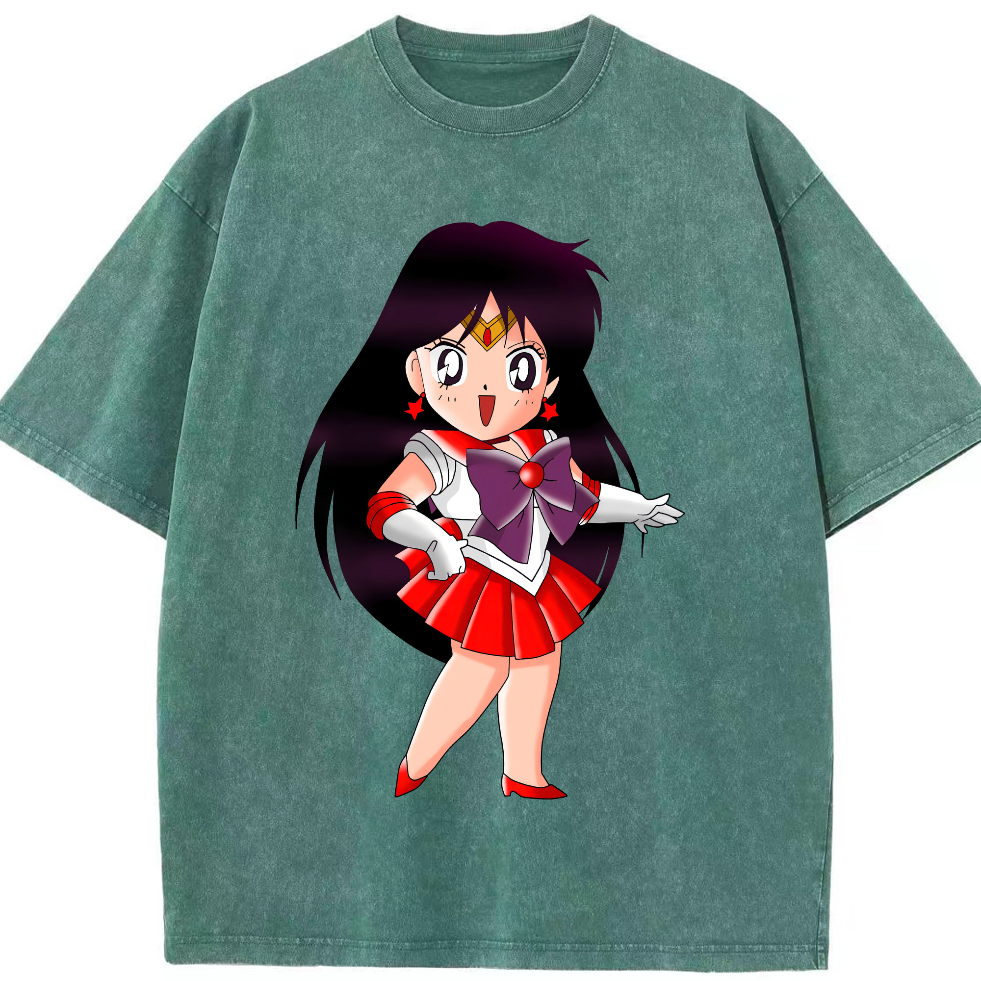 （画像用） 美少女戦士セーラームーン 火野レイ ひの レイ Sailor Moon Hino Rei （セーラーマーズ,Sailor Mars） 綿100% ヴィンテージ風 半袖Tシャツ（フロントプリント）